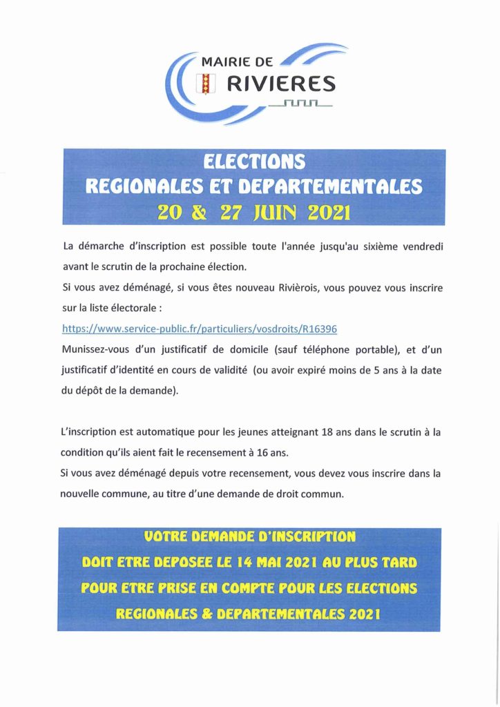 ELECTIONS REGIONALES ET DEPARTEMENTALES