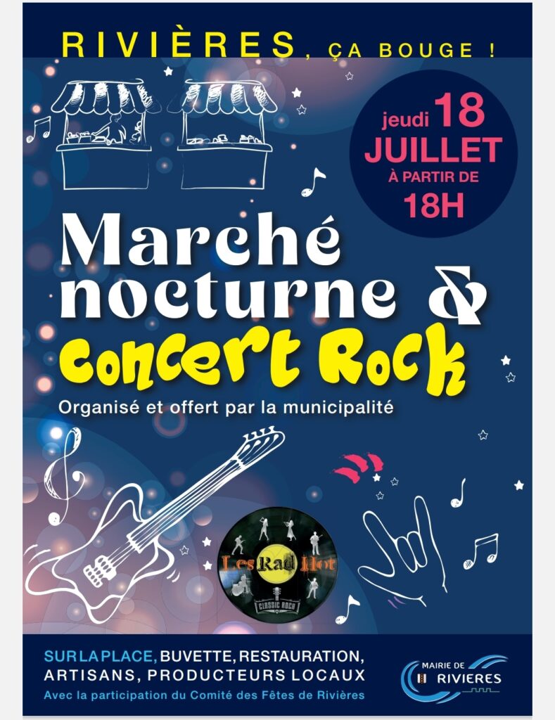 Marché nocturne et concert rock
