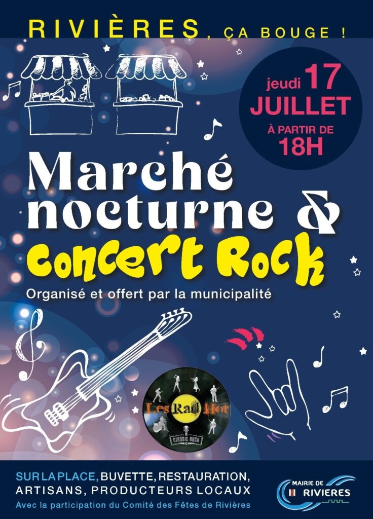 Marché nocturne et concert rock